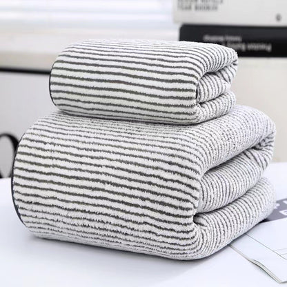 Bamboo Charcoal Coral Fleece Towel Set | Hand & Bath Suit | 4 Designs