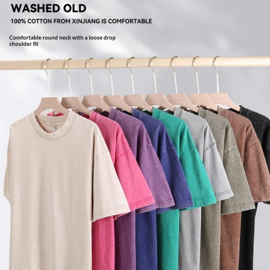 Men's Acid Wash Batik Crewneck T-Shirt | Drop Shoulder