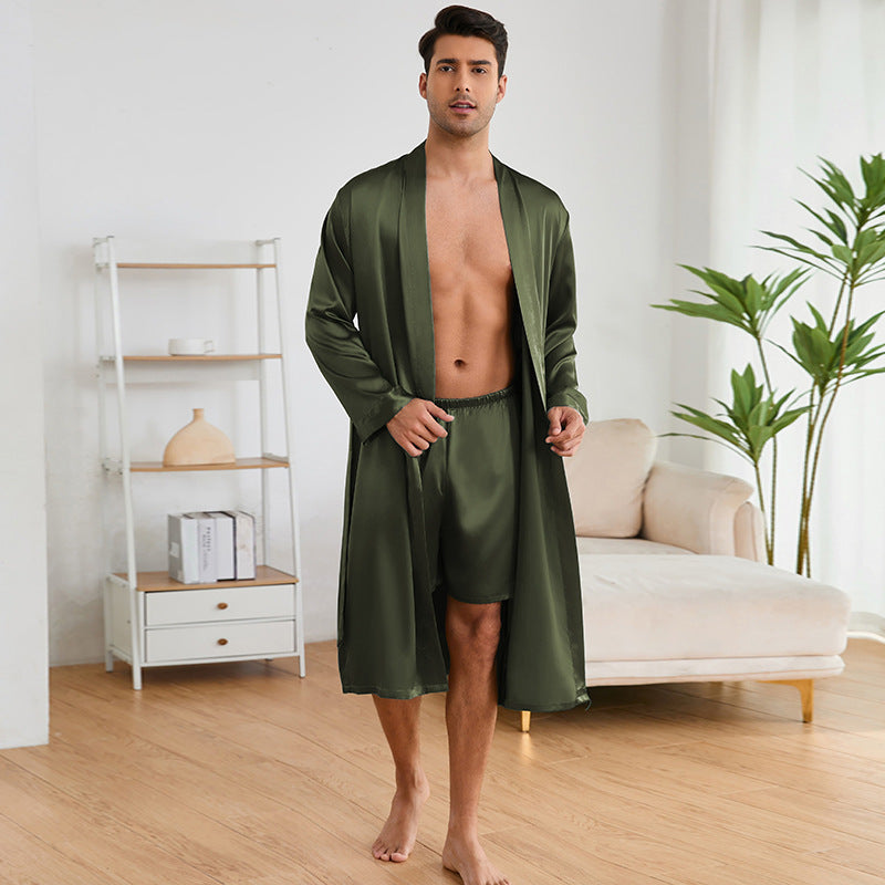 Men's Robe & Shorts Set | Solid Colour Homewear