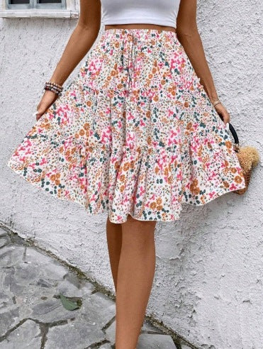 Women's Printed Ruffle-Trim Stretch Skirt | S-2XL
