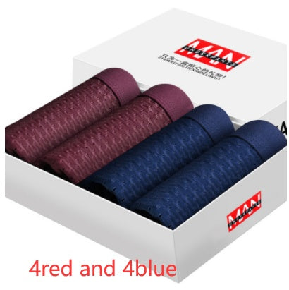 Men's Ice Silk Mesh Boxer Briefs 4-Pack | Breathable Mid-Rise Underwear