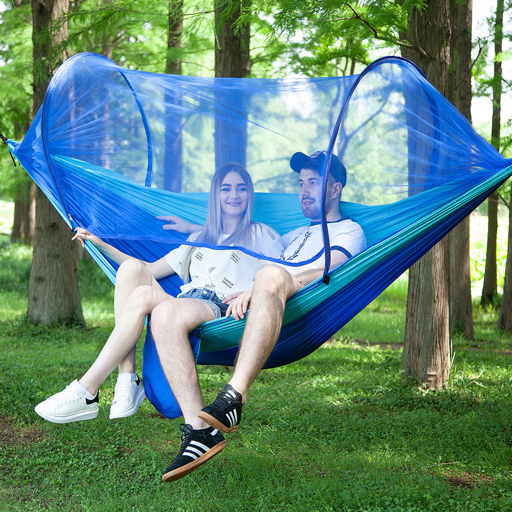 Pop-Up Camping Hammock with Integrated Mosquito Net – 210T Nylon 250x120cm & 290x140cm 9 Colours
