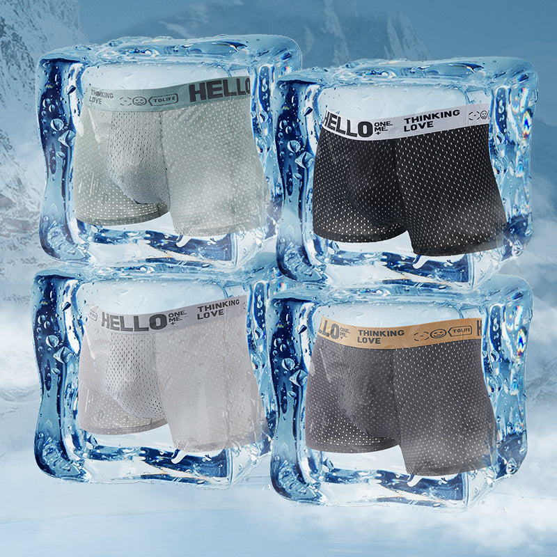 Men's Ice Silk Mesh Boxer Shorts – Cool Breathable Loose-Fit Underwear