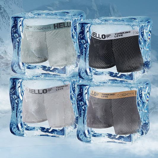 Men's Ice Silk Mesh Boxer Shorts – Cool Breathable Loose-Fit Underwear