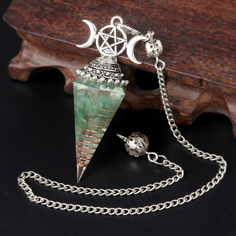 Hexagonal Pyramid Crystal Gemstone Pendant Necklace