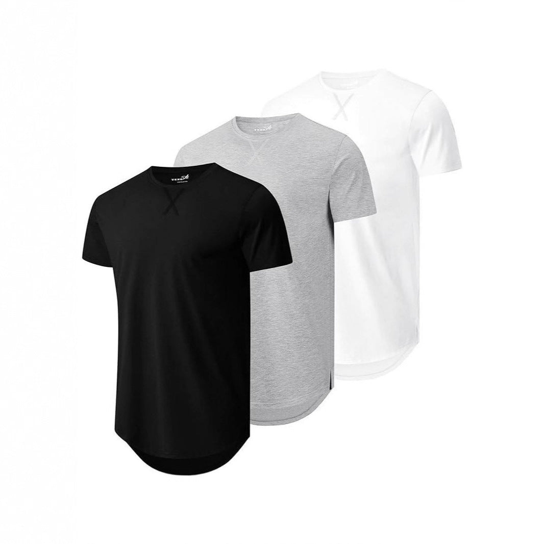 Men's Printed Mesh Cotton Blend T-Shirt - Loose Fit Crew Neck 14 Colours S-3XL