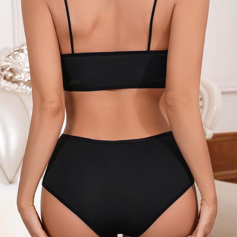 Seamless Vest Bra and Shorts Set | Black & Blue | XS-L