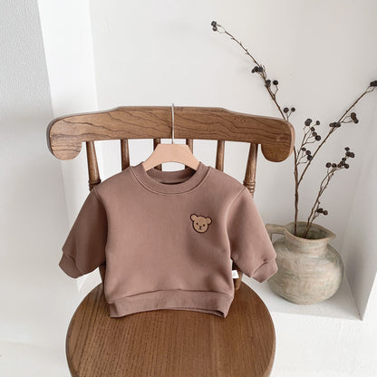 Baby & Toddler Velvet Pullover Sweatshirt | Warm Round Neck Top