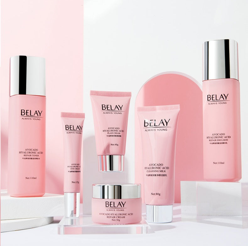 6-Piece Hyaluronic Acid Skincare Set – Avocado or Red Pomegranate