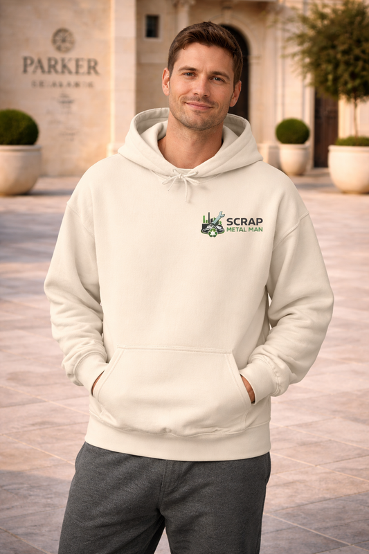 Scrap Metal Man Logo Hoodie – Industrial Style Unisex Sweatshirt