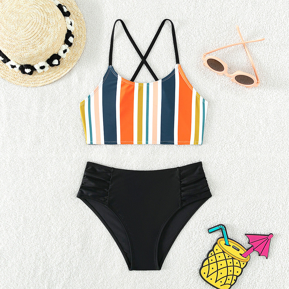 Girls' Two-Piece Bikini Swimsuit | Black | Ages 7–16