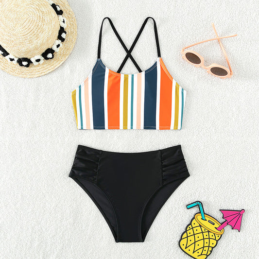 Girls' Two-Piece Bikini Swimsuit | Black | Ages 7–16