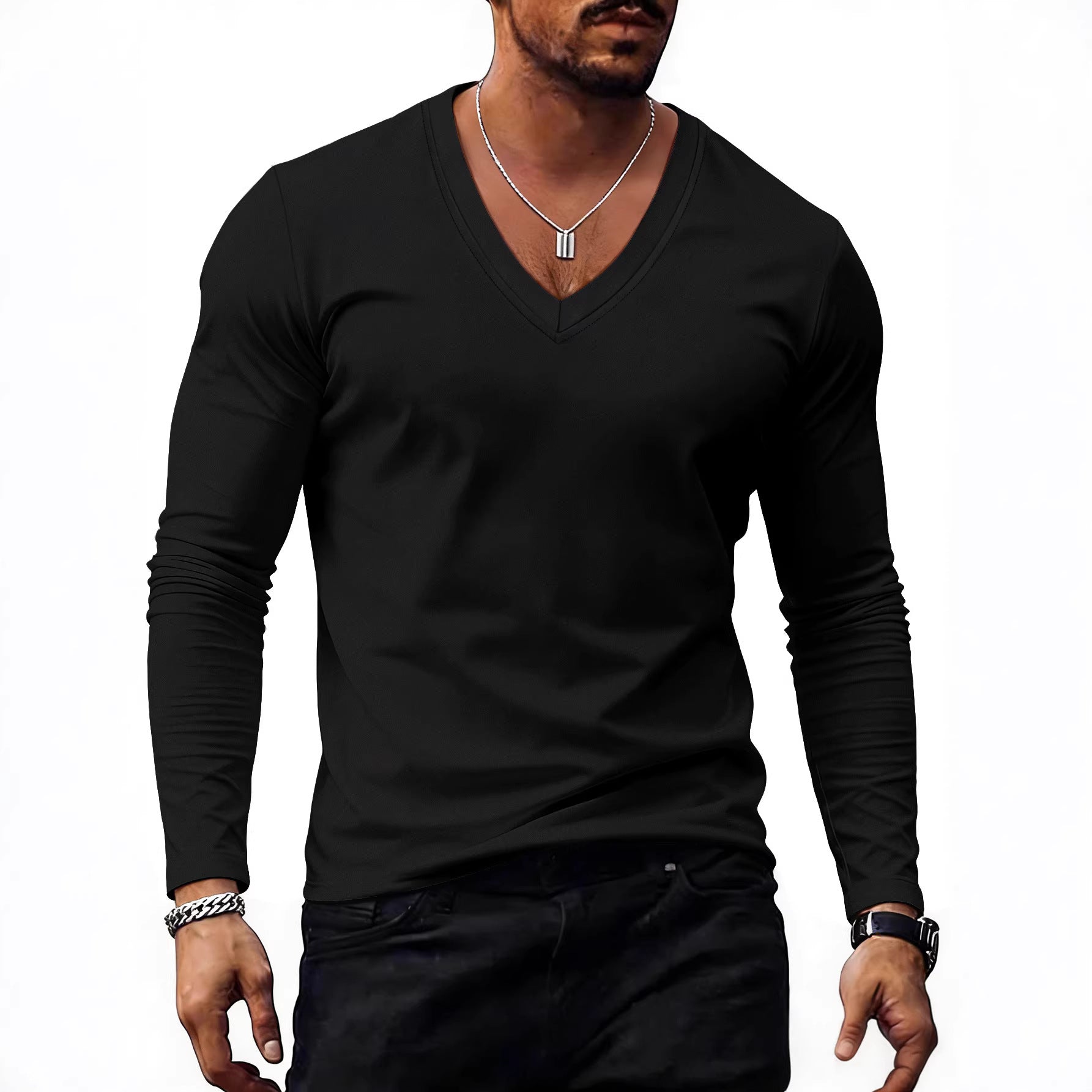 Men's Solid Colour V-Neck T-Shirt - Short Sleeve Casual Tee 7 Colours
