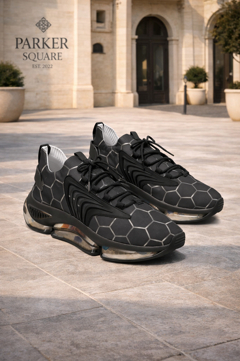Hex-Pattern Mesh Sneakers – Lightweight Men's Athletic Shoes