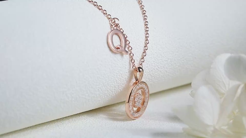 Moissanite Letter Q Necklace | Platinum-Plated S925 Silver | GRA Certified