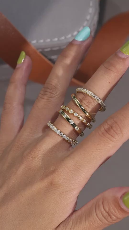 S925 Sterling Silver Moissanite Ring Set | 5-Piece Gold-Plated Stack