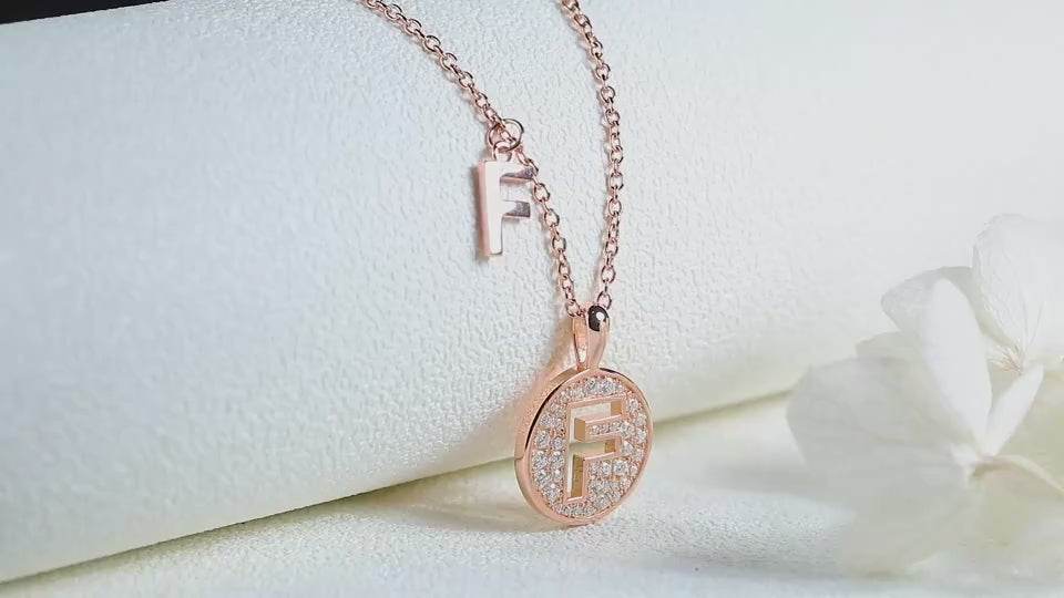 S925 Silver Moissanite Letter F Necklace | GRA Certified