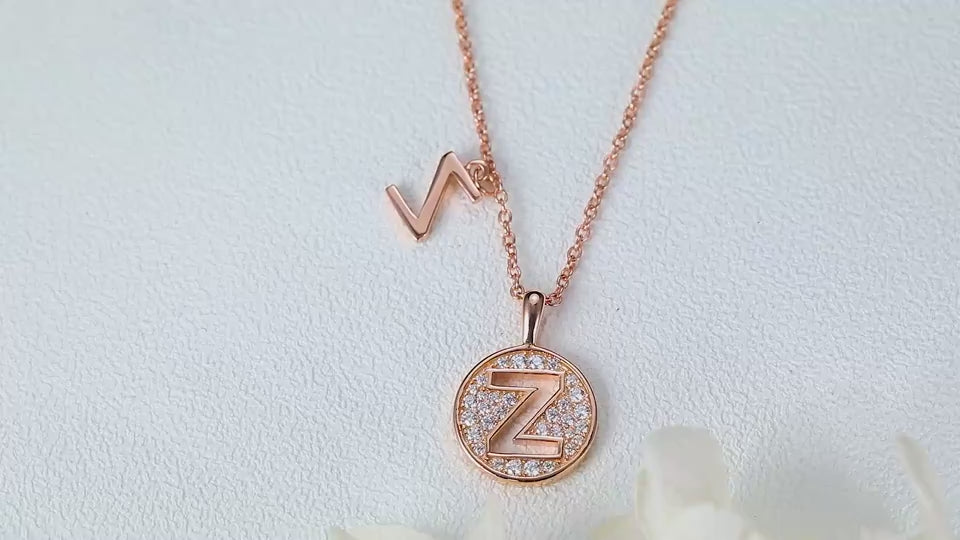 Moissanite Letter Z Necklace | Platinum-Plated S925 Silver | GRA Certified
