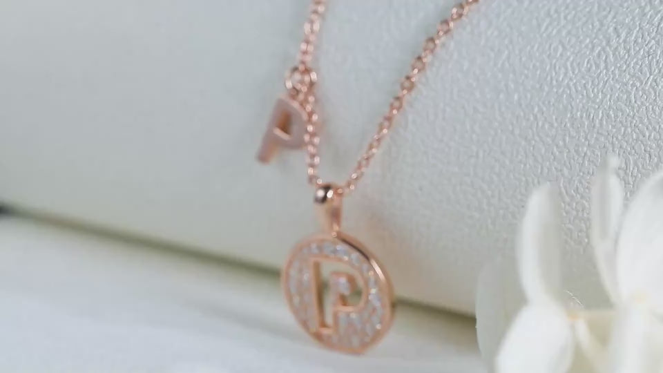 Moissanite Letter P Necklace | Platinum-Plated S925 Silver | GRA Certified