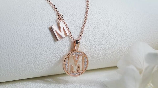 S925 Silver Moissanite Initial M Pendant Necklace