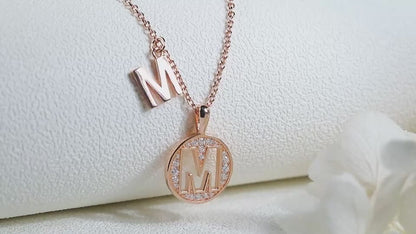 S925 Silver Moissanite Initial M Pendant Necklace