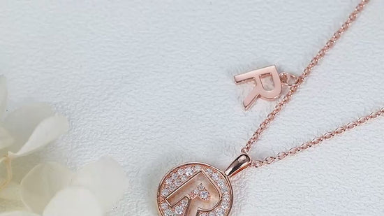 Moissanite Letter R Necklace | Platinum-Plated S925 Silver | GRA Certified
