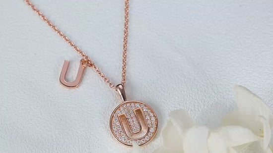 Moissanite Letter U Necklace | Platinum-Plated S925 Silver | GRA Certified