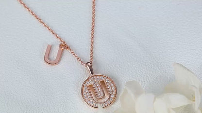 Moissanite Letter U Necklace | Platinum-Plated S925 Silver | GRA Certified