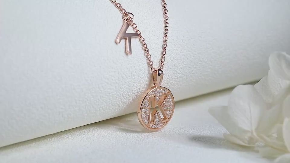 S925 Silver Moissanite Initial K Pendant Necklace