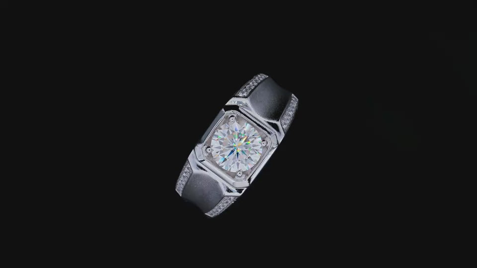 Men's Moissanite 925 Sterling Silver Platinum-Plated Ring | 1, 2 & 3 Carat | GRA Certified