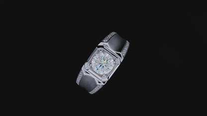 Men's Moissanite 925 Sterling Silver Platinum-Plated Ring | 1, 2 & 3 Carat | GRA Certified